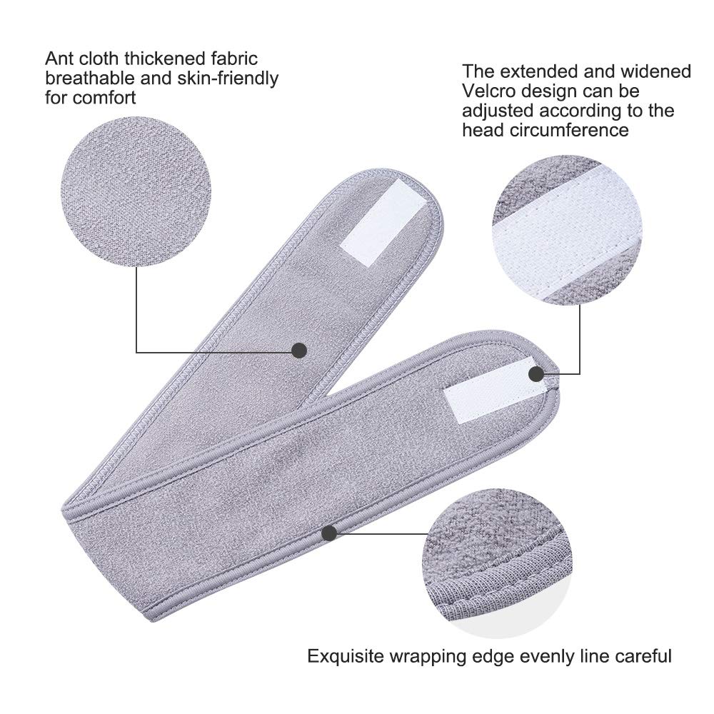 TDHDIKE gray headband with adjustable magic tape for a secure fit