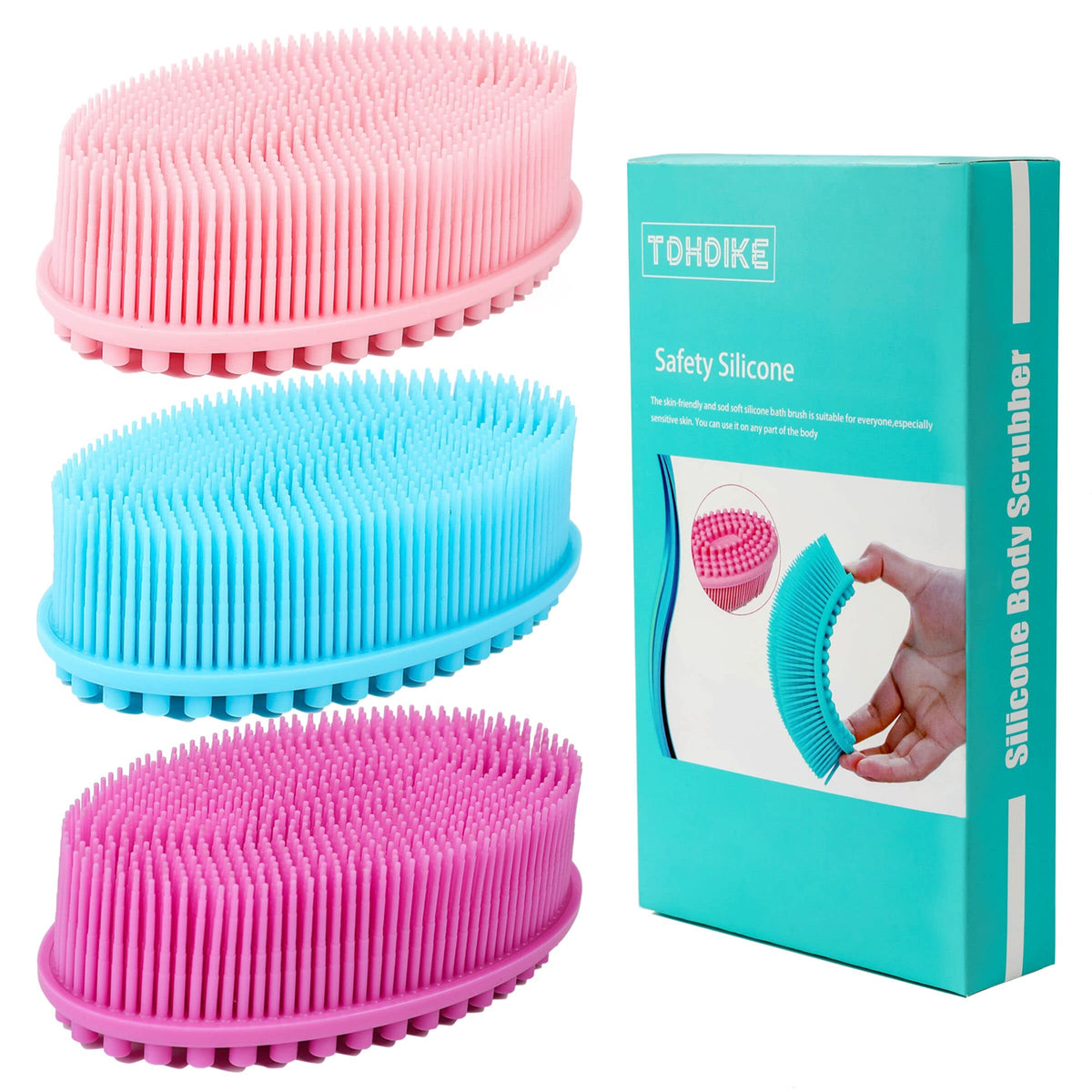 TDHDIKE lufa silicona para ducha, conjunto de 3, limpieza suave y higiénea