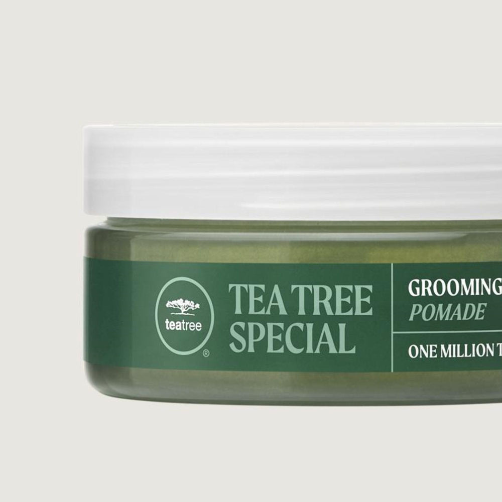 Tea Tree Grooming Pomade shaping short haircuts with clean edges