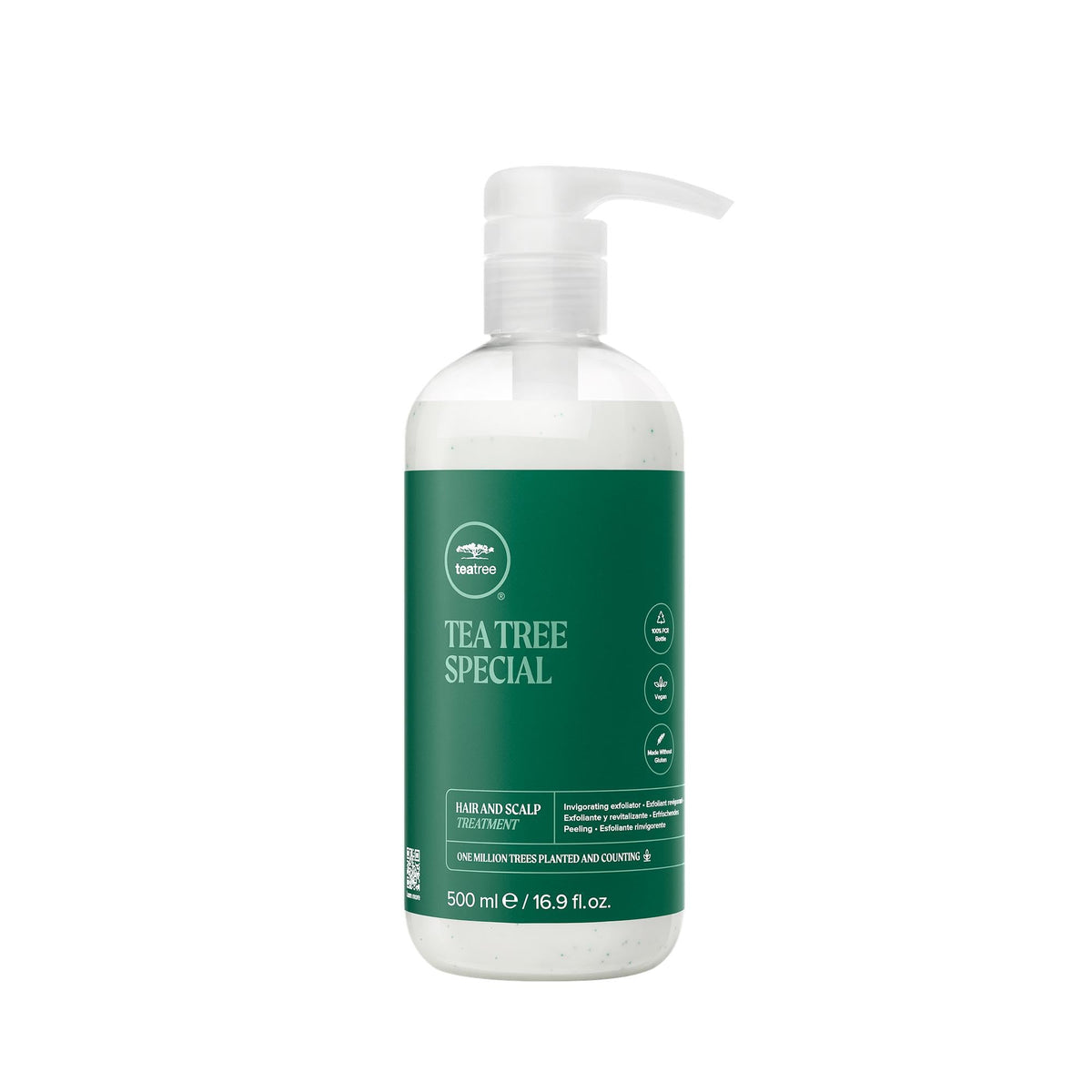 Tea Tree Hair and Scalp Treatment bottle pour for quick scalp hydration.