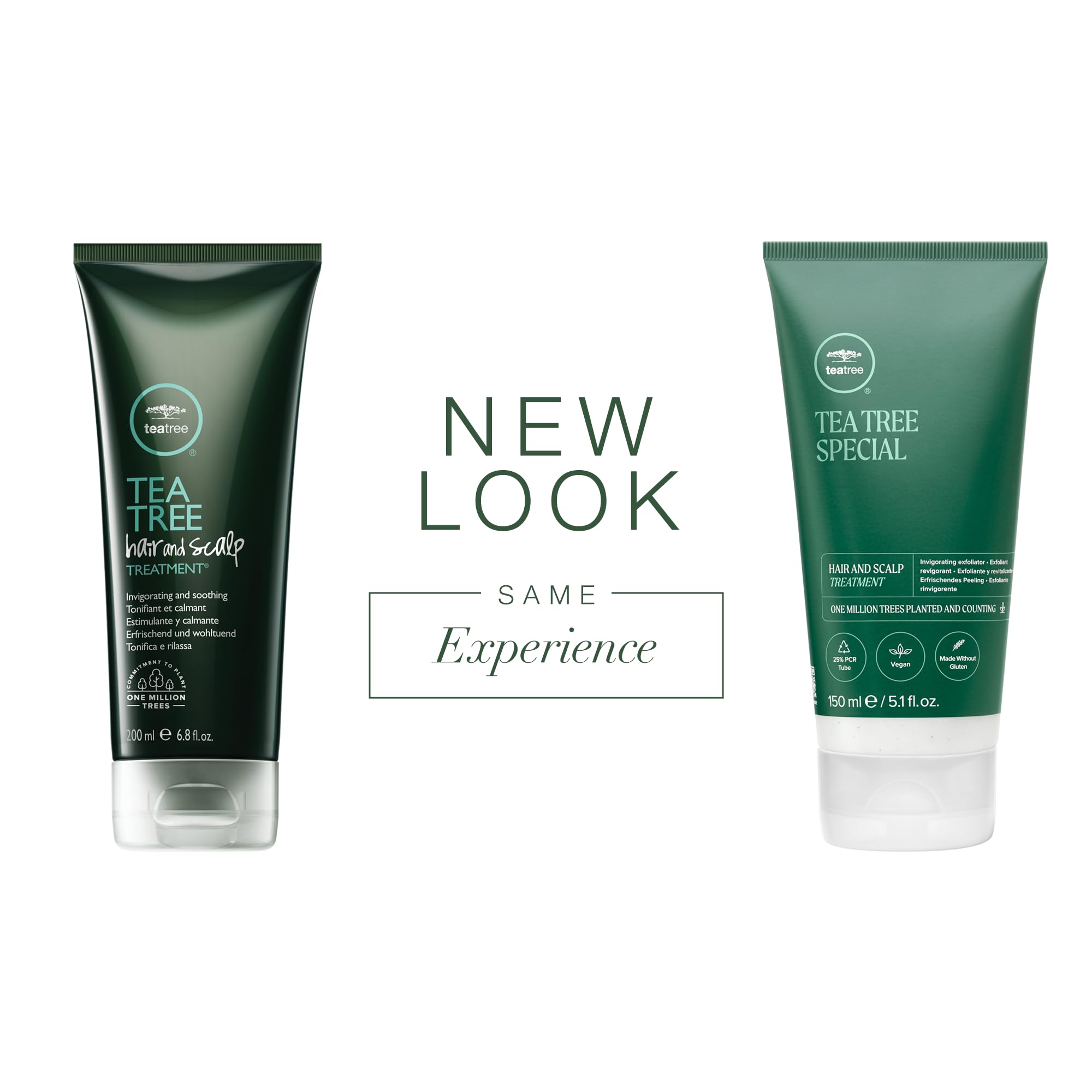 Tea Tree Hair and Scalp Treatment packaging featuring eco-friendly bottle design