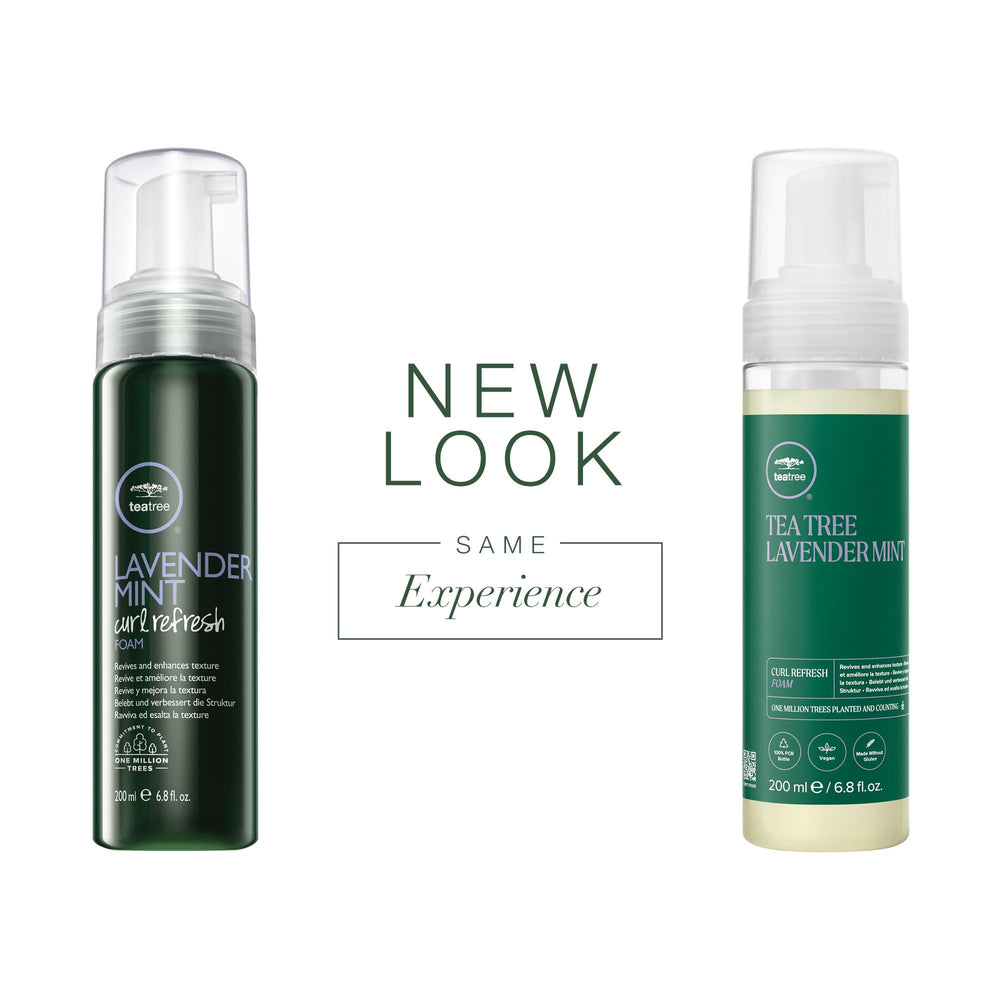 Tea Tree Lavender Mint Curl Refresh Foam cream texture close-up highlighting nourishing oils.