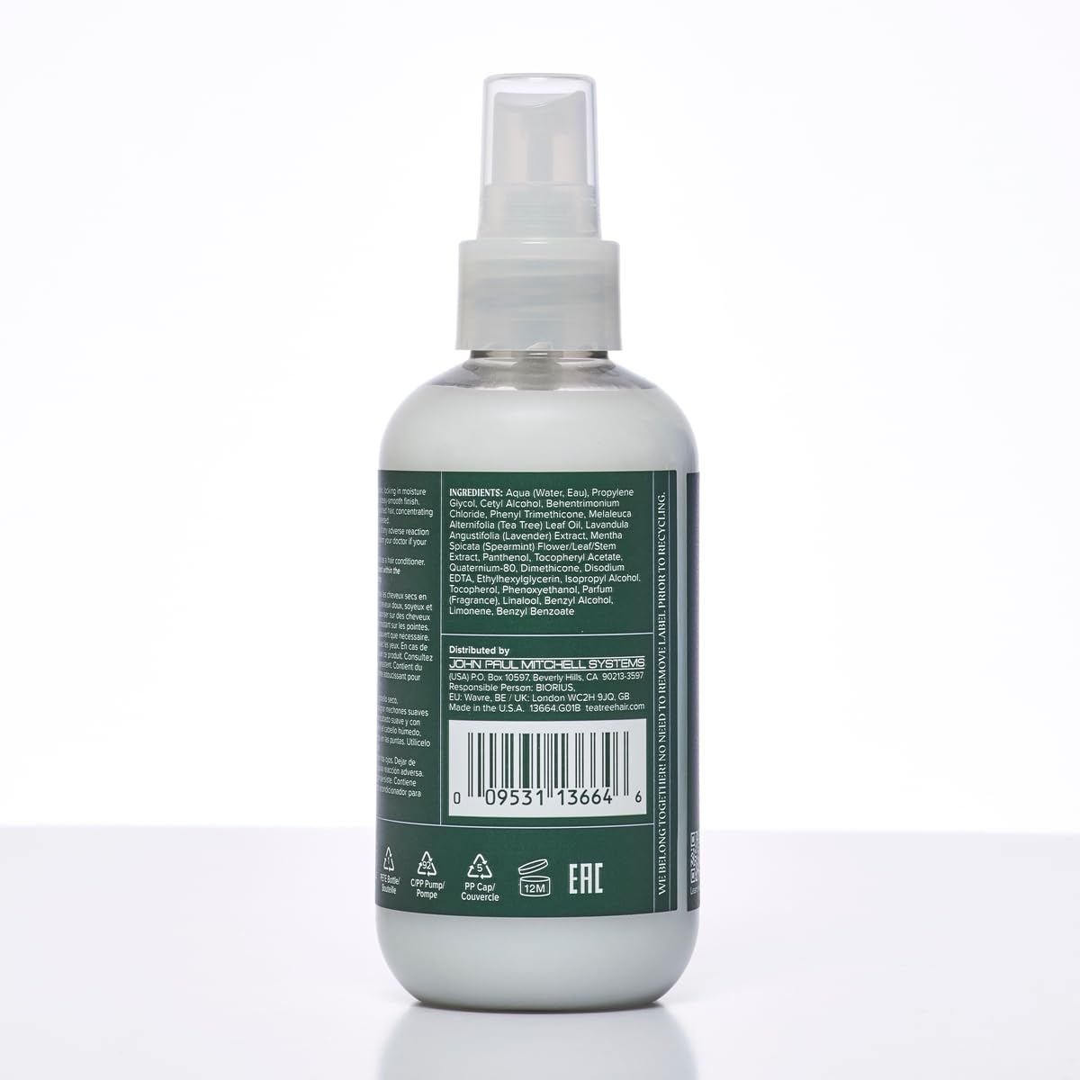 Tea Tree Lavender Mint Leave-In Spray delivering soft, glossy hair.