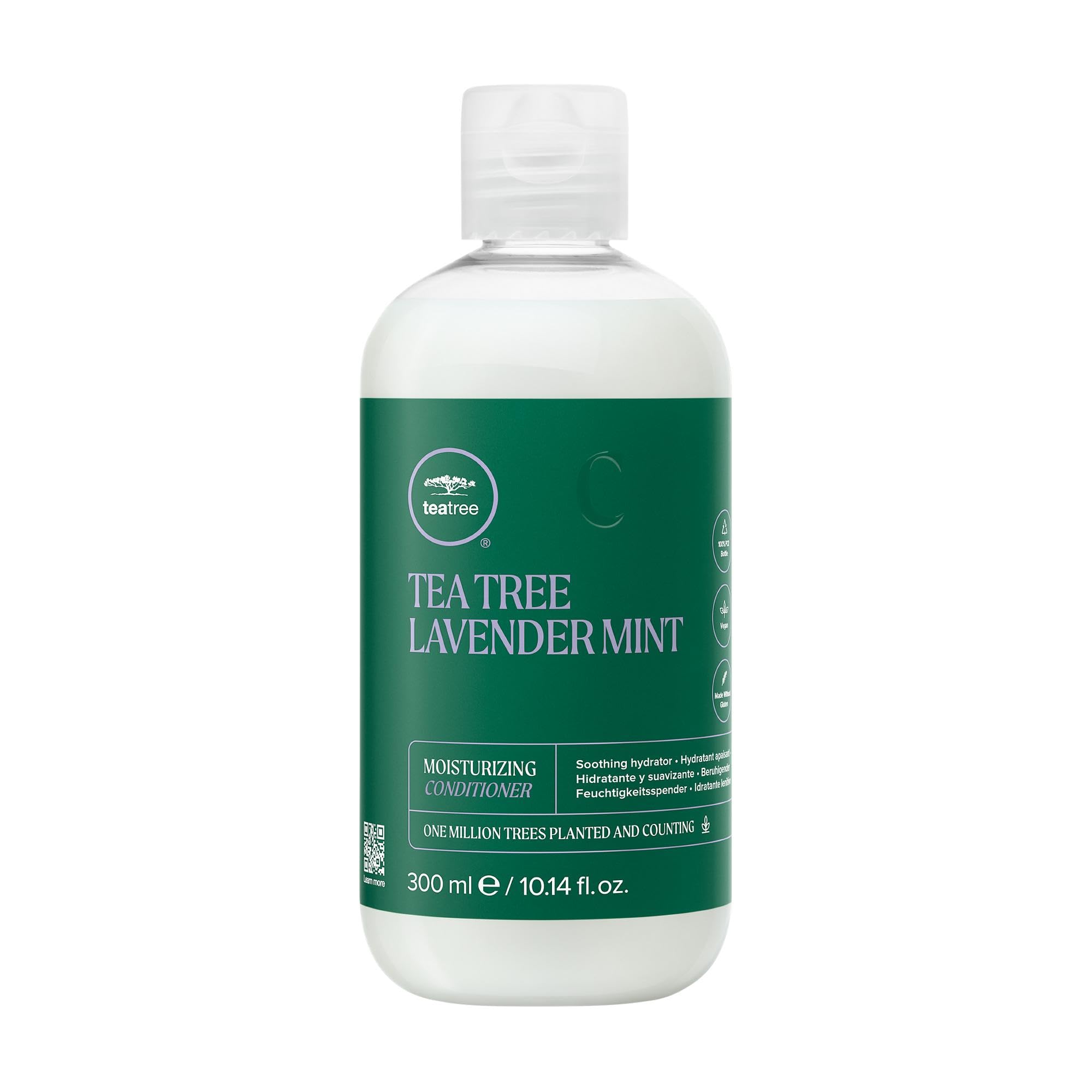 Tea Tree Lavender Mint Moisturizing Conditioner bottle highlighting hydrating formula for dry hair.