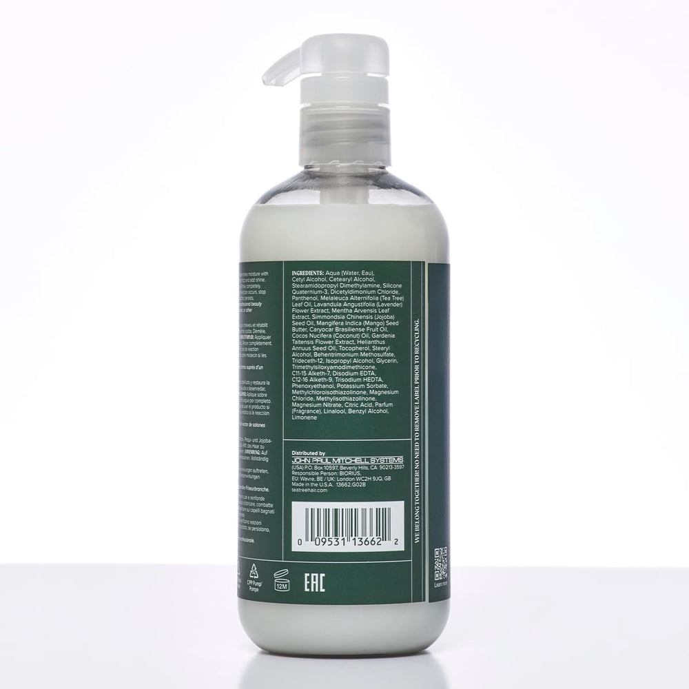 Tea Tree Lavender Mint cowash for coarse curls reduces frizz and enhances manageability.