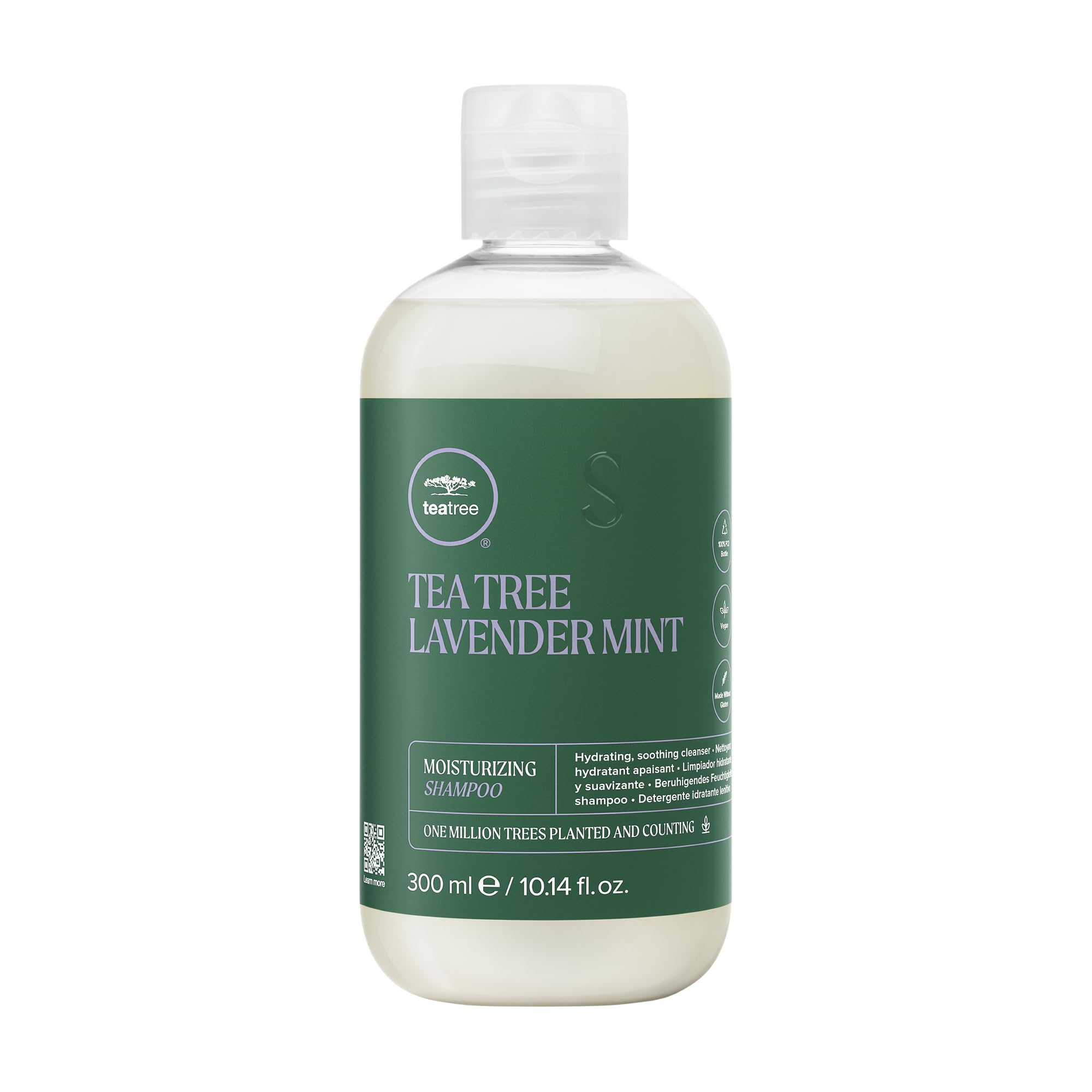 Tea Tree Lavender Mint Moisturizing Shampoo bottle front for daily hydration of dry hair