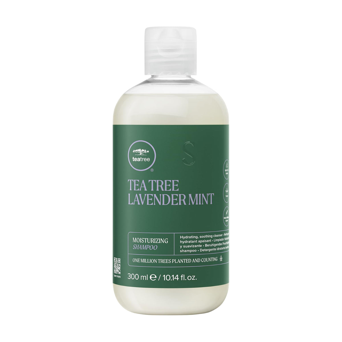 Tea Tree Lavender Mint Moisturizing Shampoo bottle front for daily hydration of dry hair
