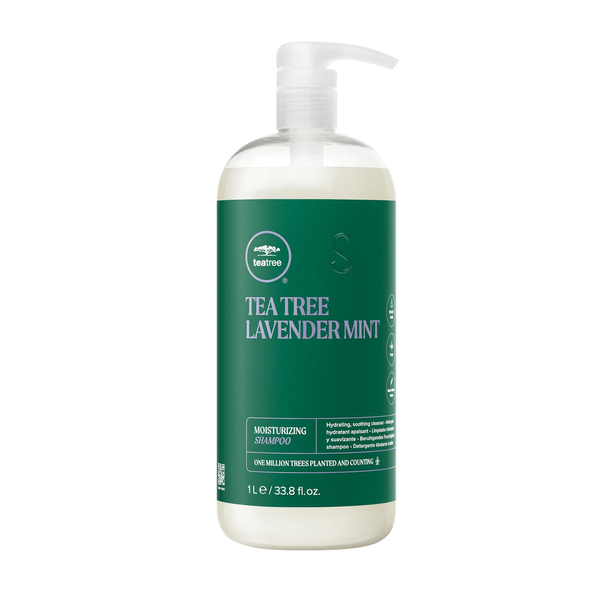 Tea Tree Lavender Mint Moisturizing Shampoo bottle highlights hydrating formula for dry, coarse hair