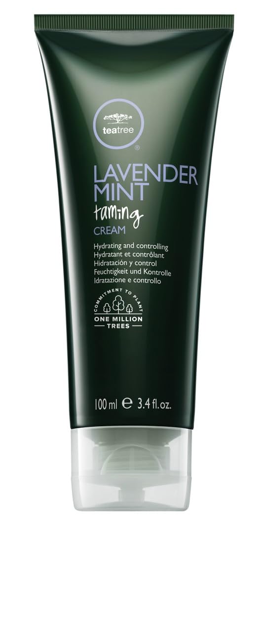 Tea Tree Lavender Mint Taming Cream packaging variation shows eco-friendly design for refined hair care.
