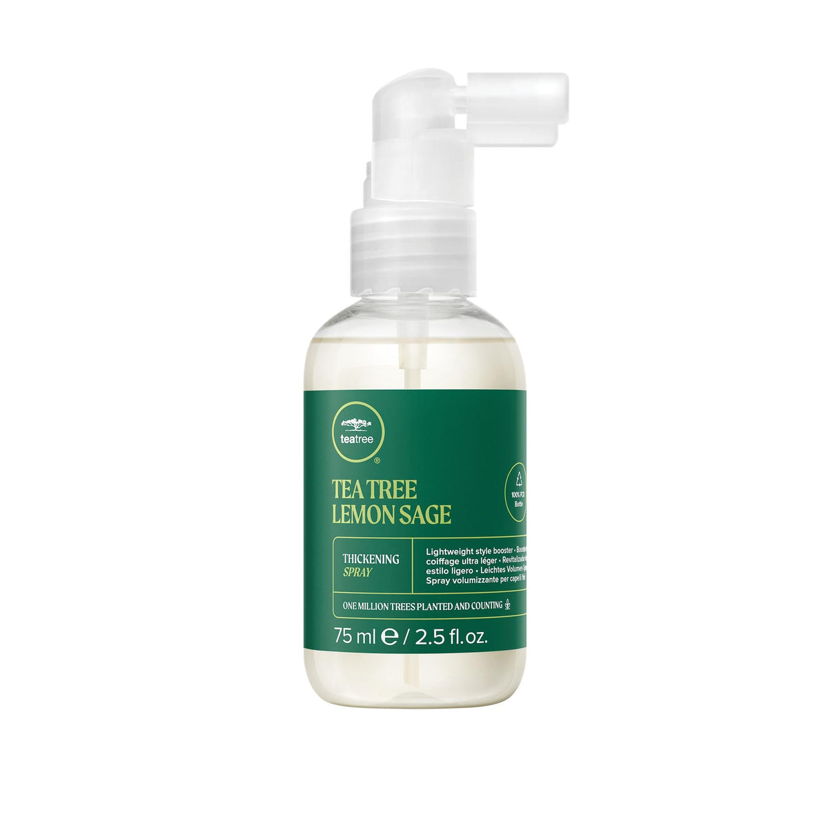 Tea Tree Lemon Sage: engrosador en aerosol para más cuerpo en cabello fino.