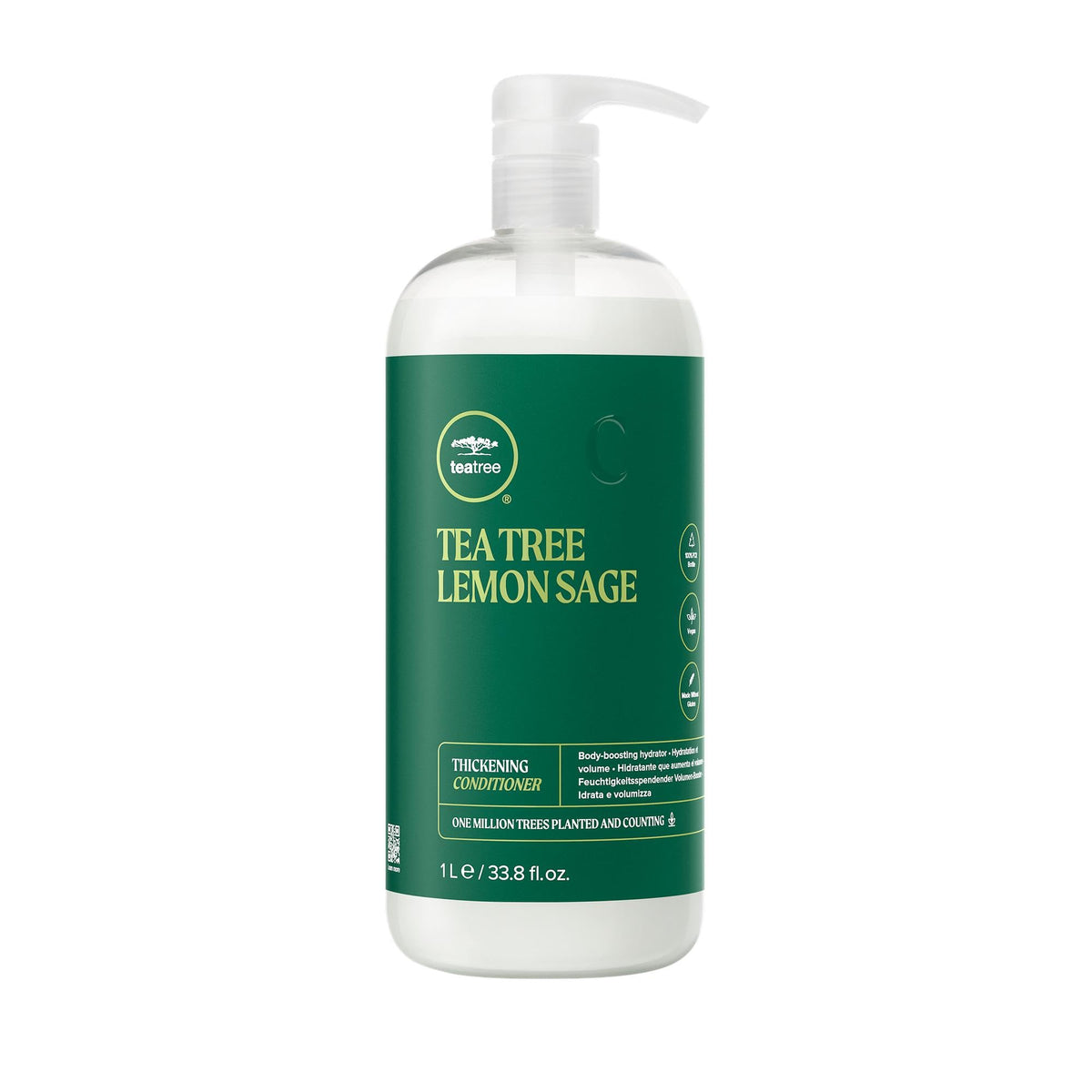 Tea Tree Lemon Sage Thickening Conditioner bottle front showing citrus boost for fine hair