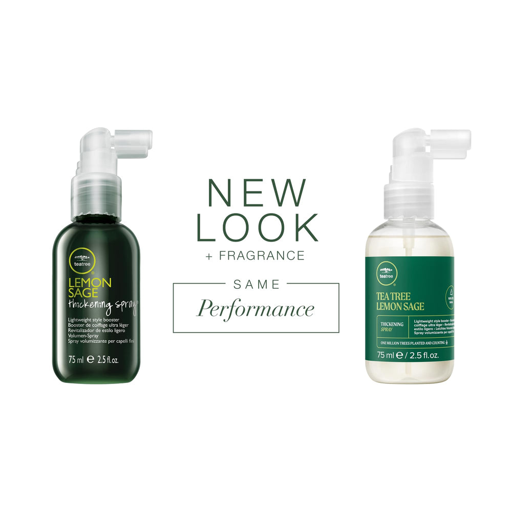 Tea Tree Lemon Sage: volumen ligero para cabello fino con agarre suave.
