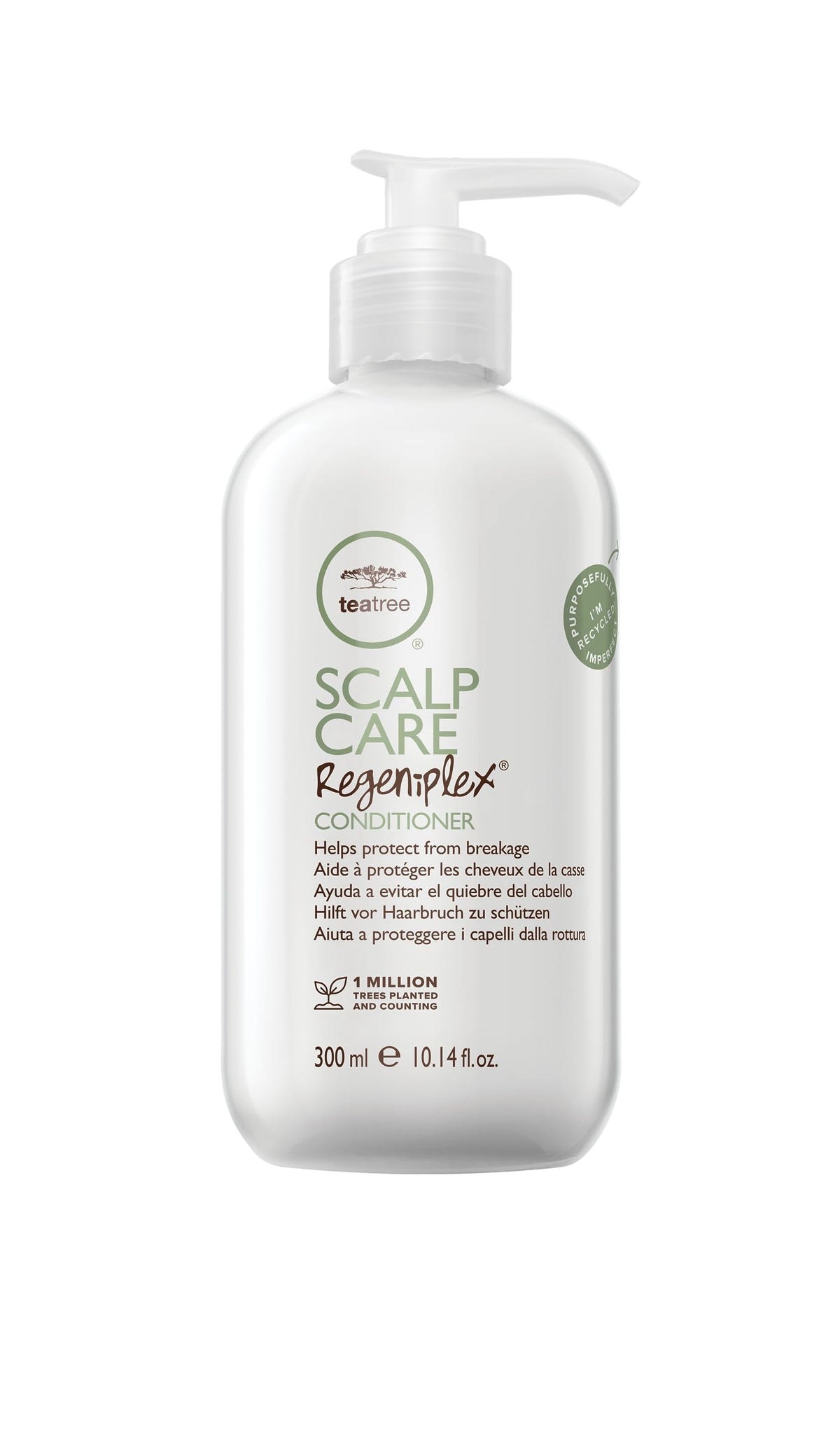 Tea Tree Scalp Care Regeniplex Conditioner bottle—lightweight detangling for fine hair
