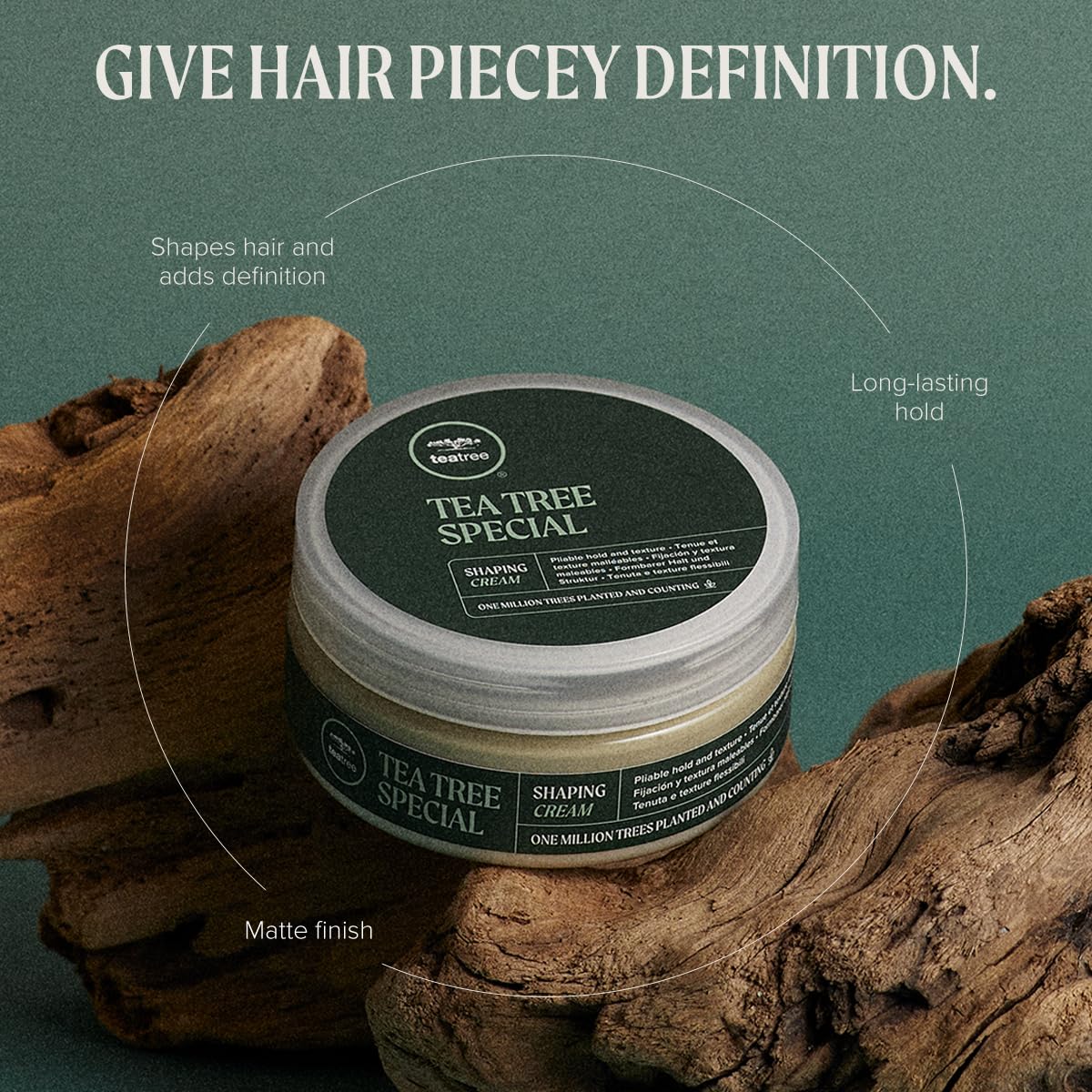 Tea Tree Shaping Cream mesh fibers define and separate hair