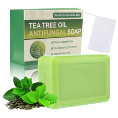 Tea Tree Soap with balance bottle pour promotes refreshed, balanced skin.
