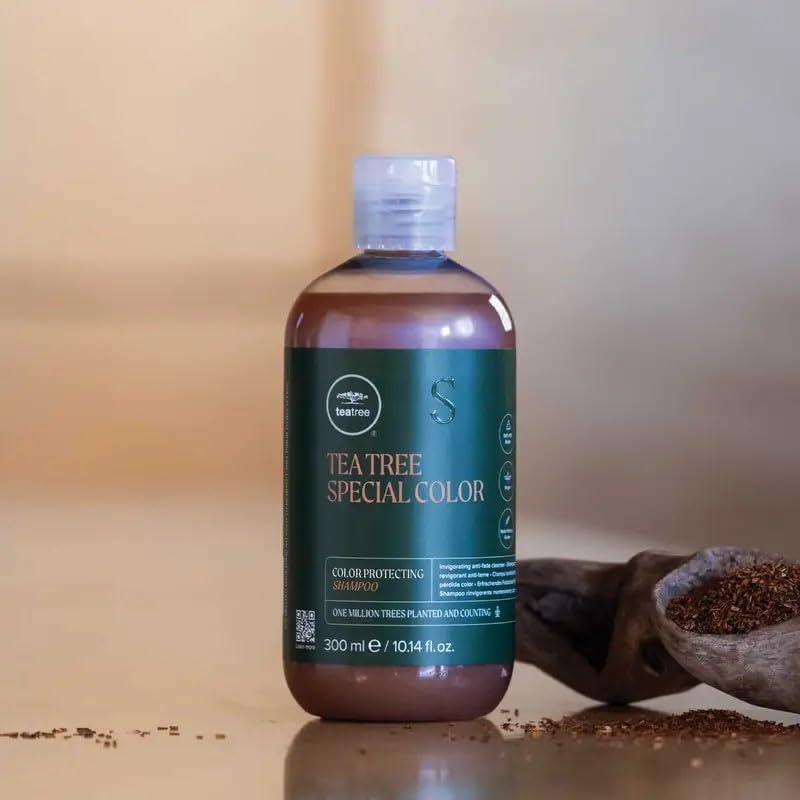 Tea Tree Special Color Shampoo rich lather for cleansing and scalp comfort.