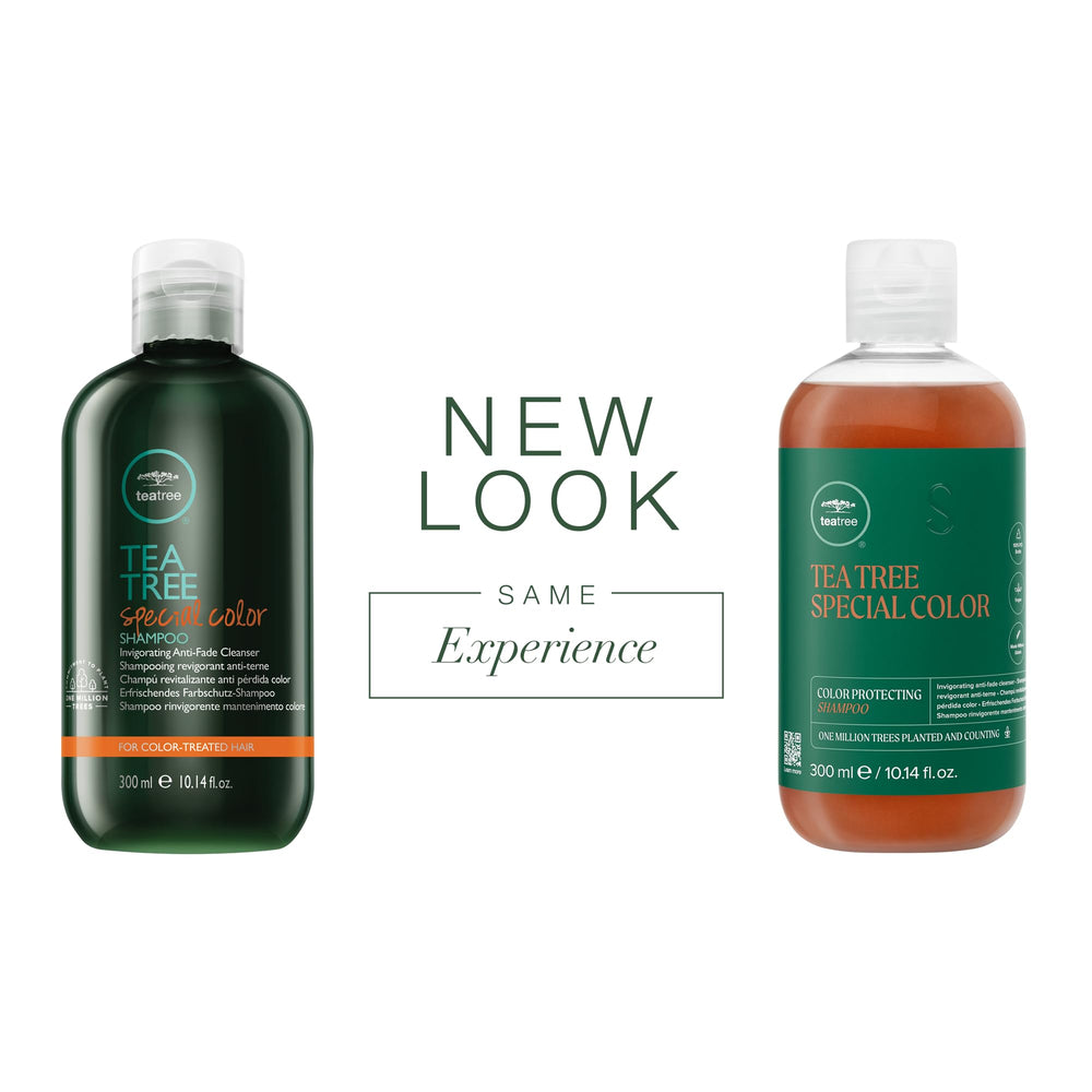 Tea Tree Special Color Shampoo label highlighting color protection for vibrant, lasting color.