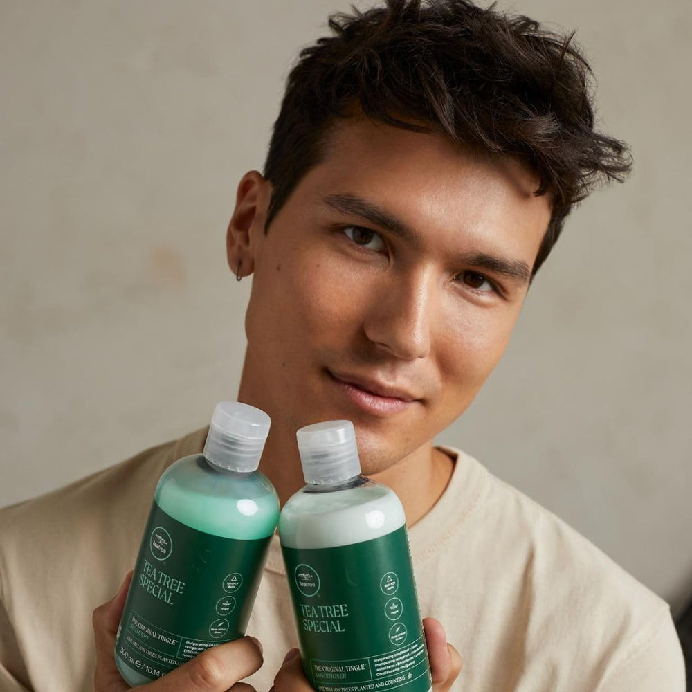 Tea Tree Special Conditioner refill pouch demonstrates eco-friendly packaging option