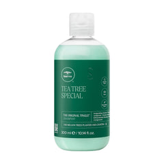 Tea Tree Special Shampoo bottle delivers a refreshing tingle during cleansing