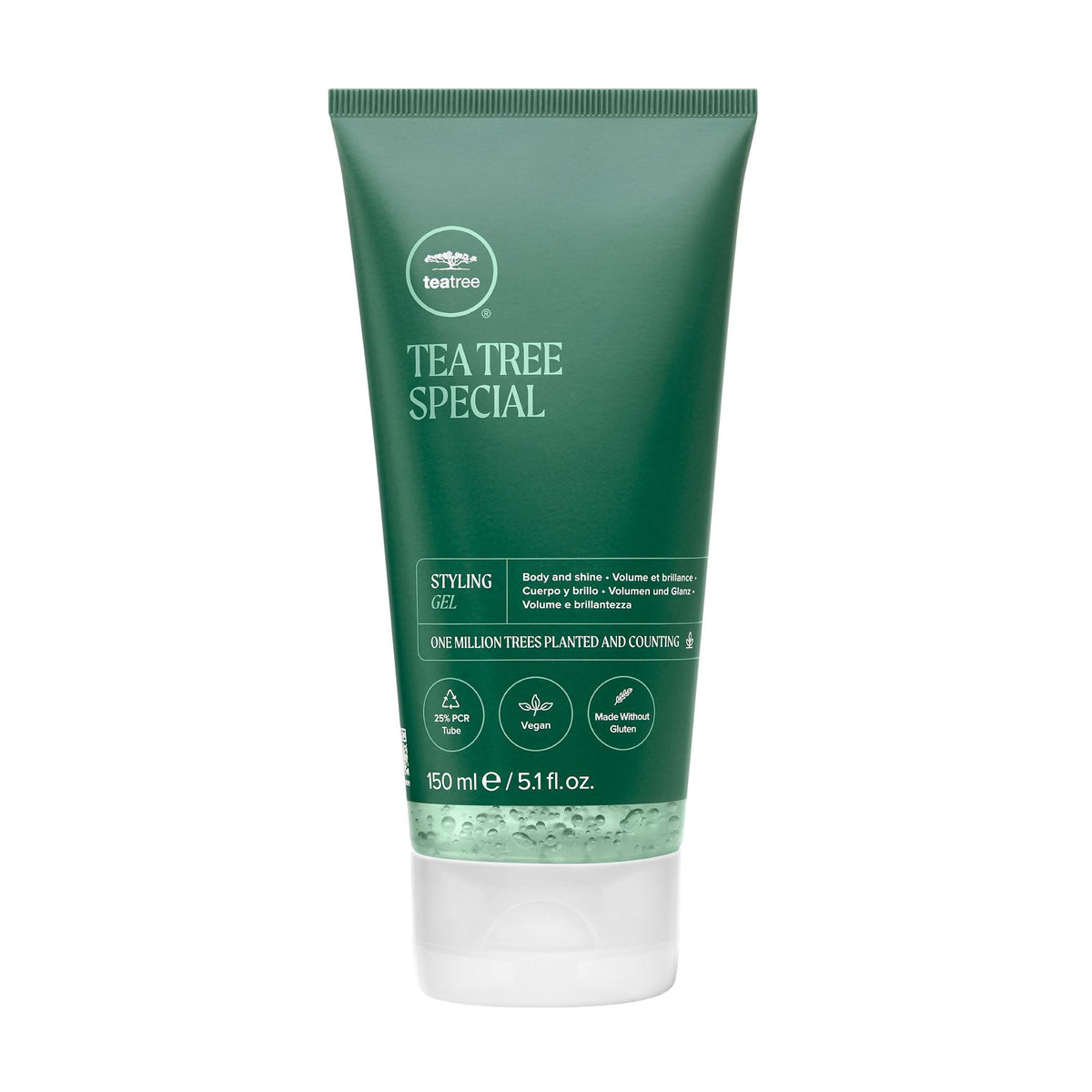 Tea Tree Styling Gel brillo medio para cabello de todo tipo, acabado natural.