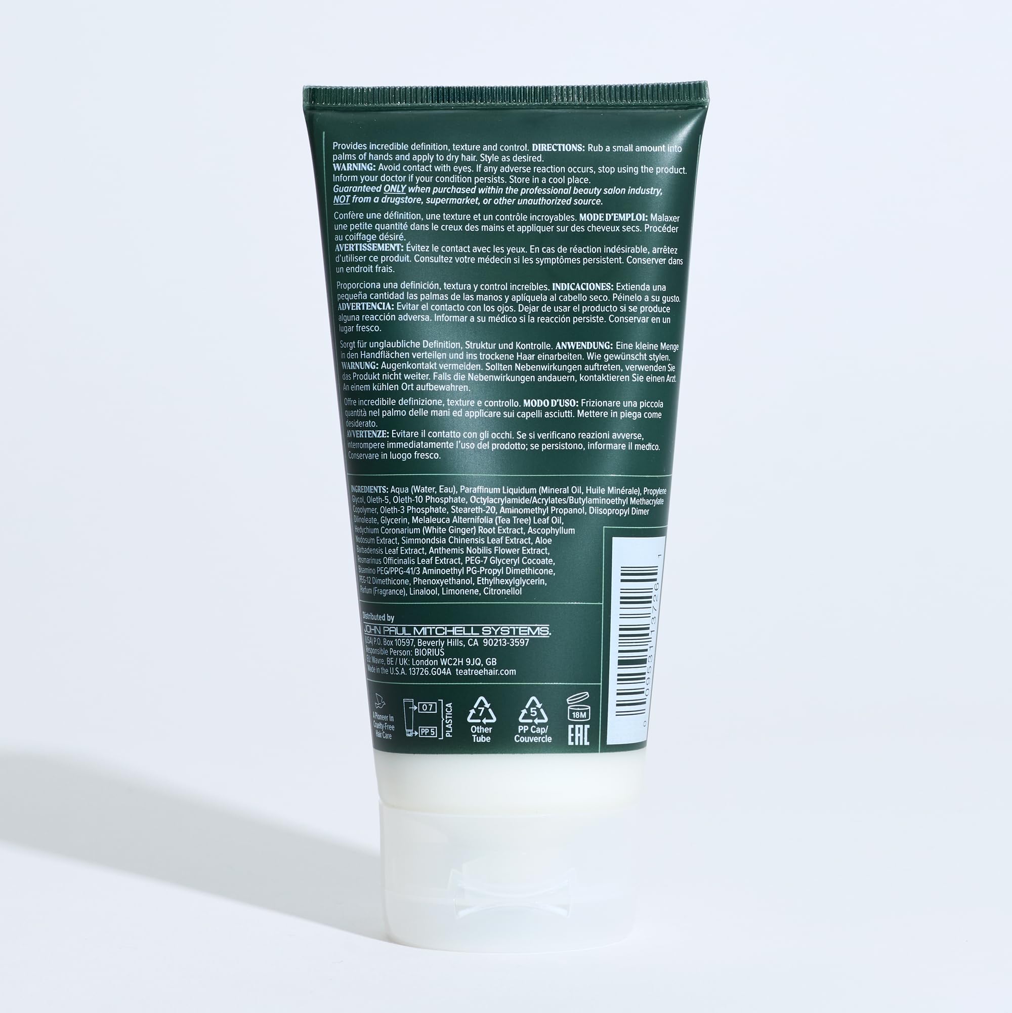 Tea Tree Styling Wax botanical-ingredients image hints at lavender tea-tree peppermint aroma.