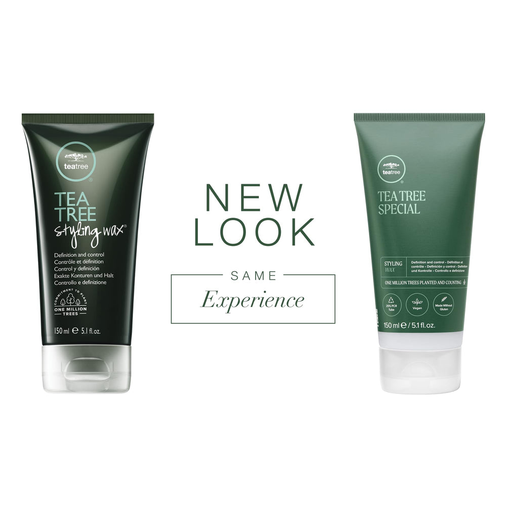 Tea Tree Styling Wax flexible-hold image shows natural shine and controllable texture.