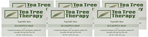 Tea Tree Therapy jabón en barra, textura suave y aroma a eucalipto, ideal para la ducha.