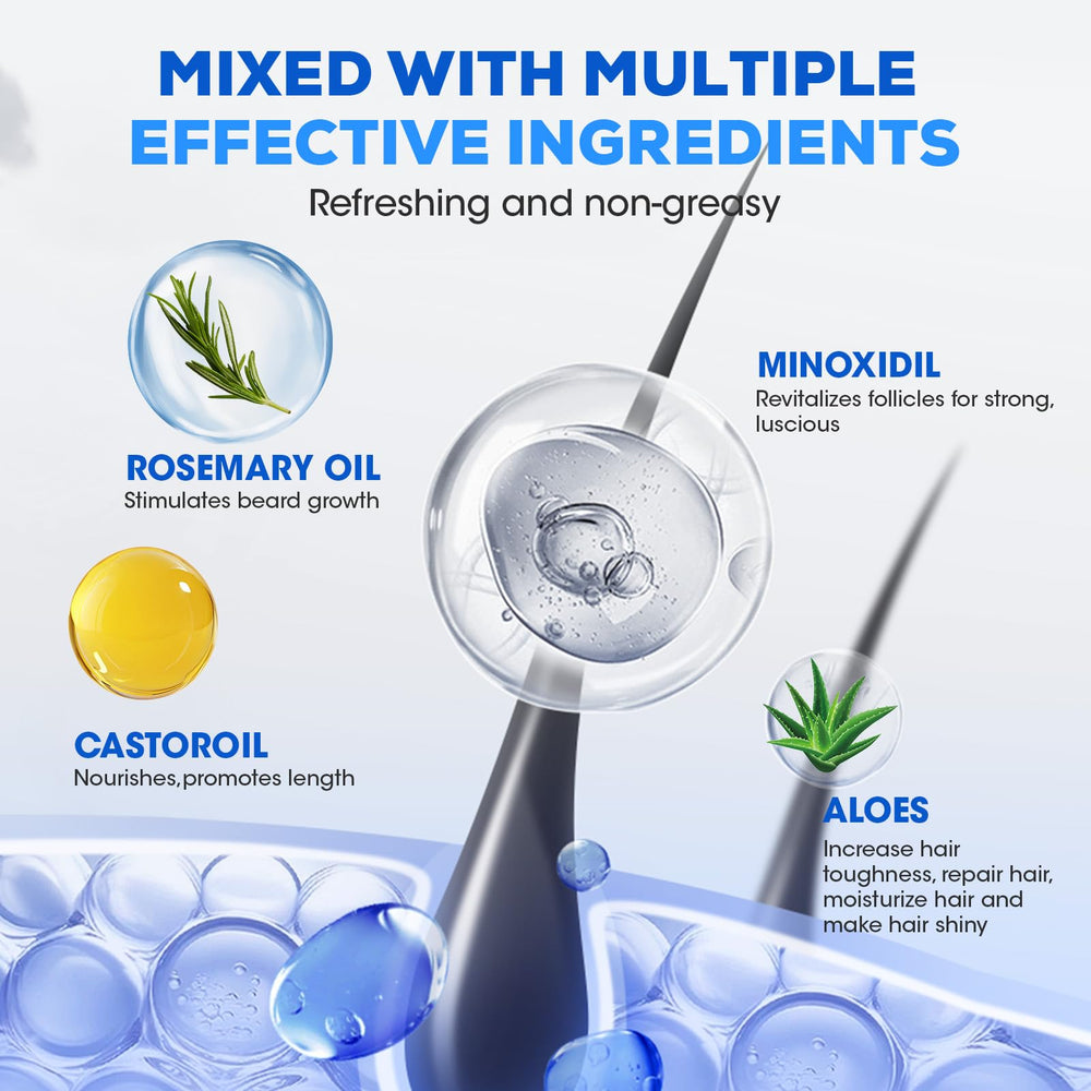 TEADZ Minoxidil spray application showing 1 ml dosage on scalp.