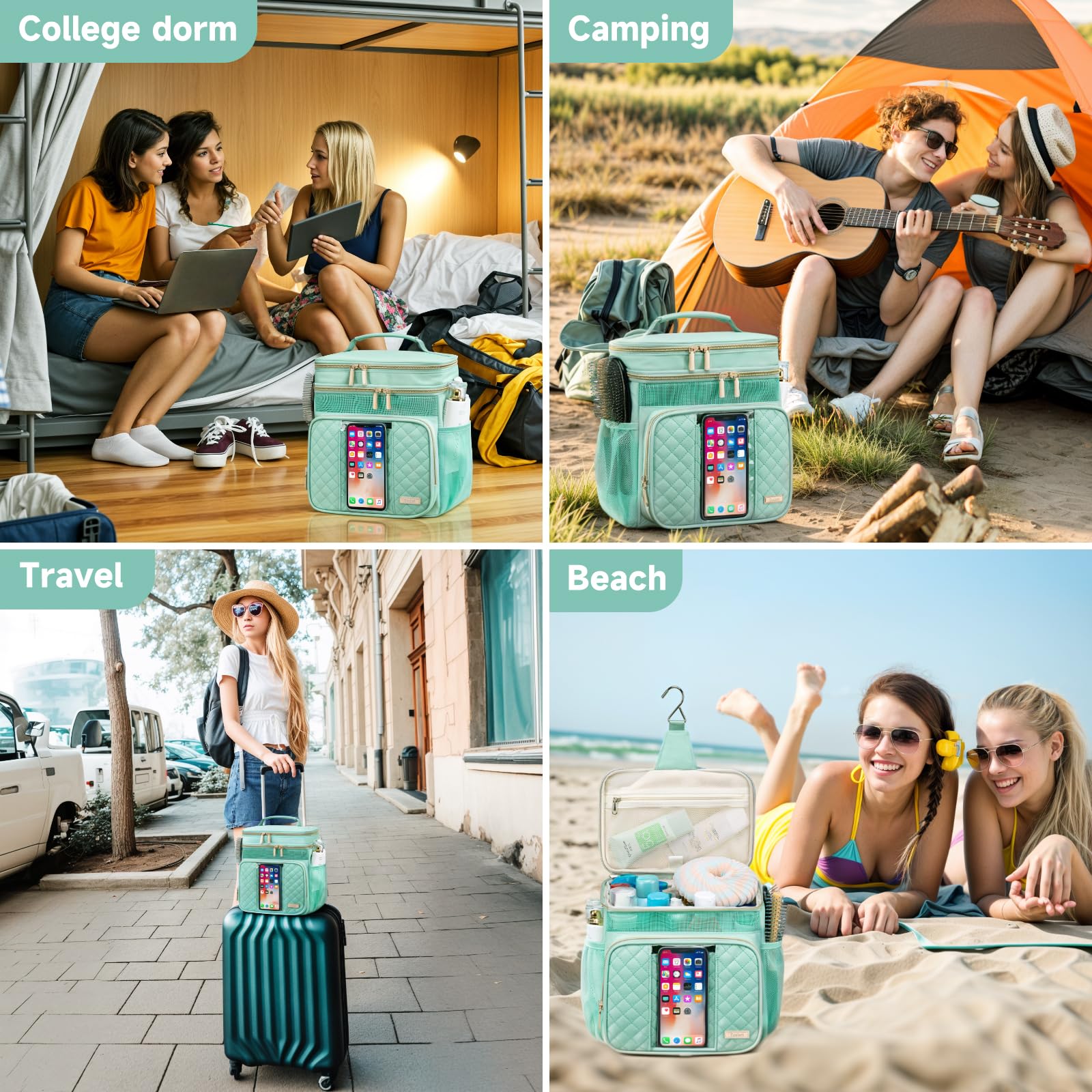 Tealari bottle-holder compartments keep bulky bottles upright and leak-free.
