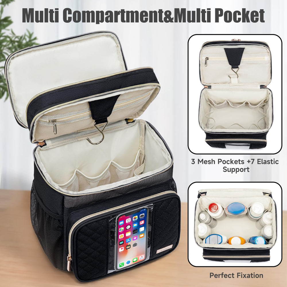 Tealari transparent phone pocket on top for quick calls and checks.