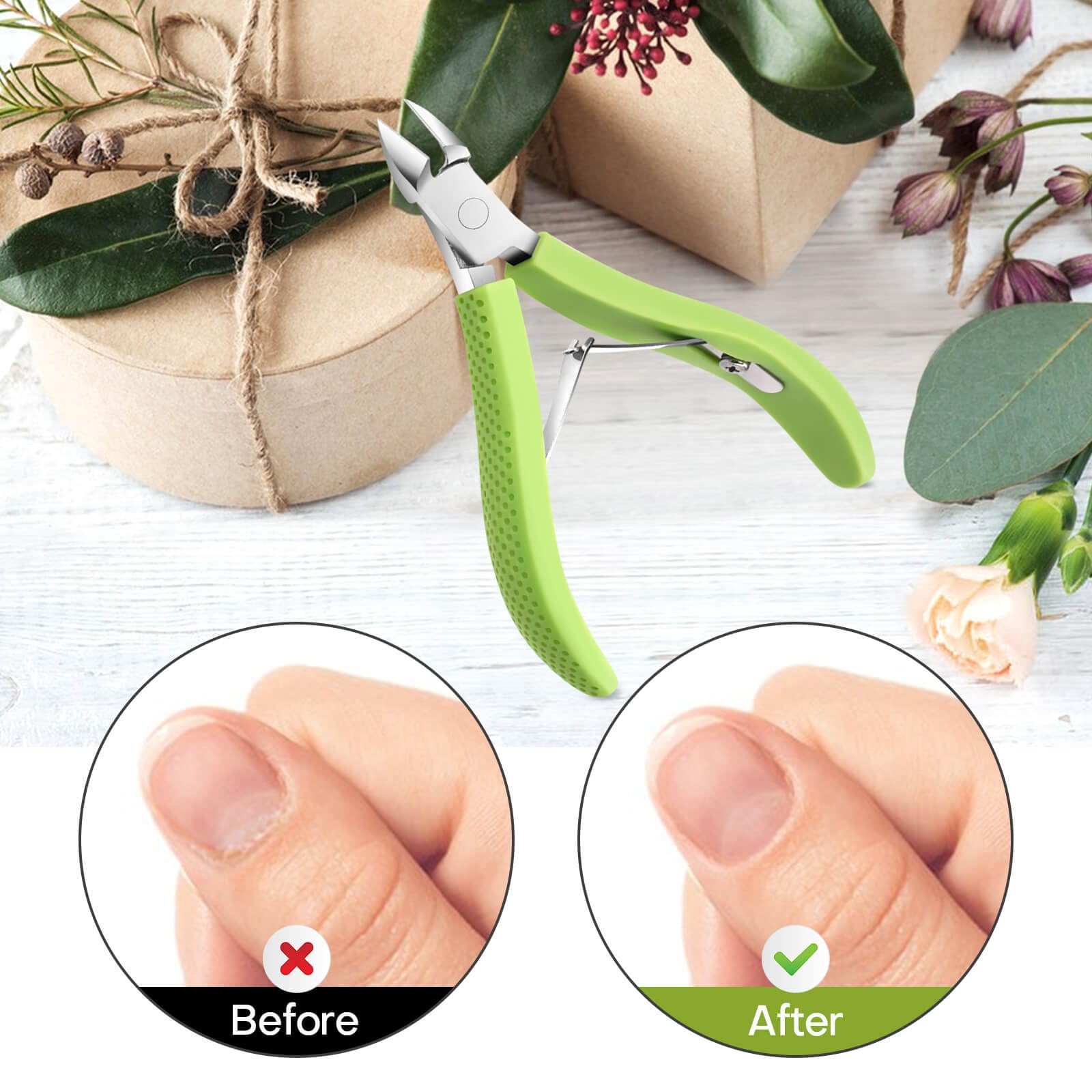 TEAORB cuticle trimmer features spring assisted action for smooth use.