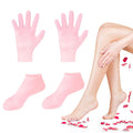 TEAWOO 2 Pairs Silicone Socks & Gloves Set – Pink for Dry Feet & Hands