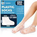 TEAWOO 200Pcs Plastic Foot Covers – Leak-Proof Foot Masks for Moisturizing Feet (2 Sizes)