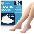 TEAWOO 200PCS Plastic Foot Covers – Leak-Proof Foot Masks with 200 Stickers (Fits US 9–13)