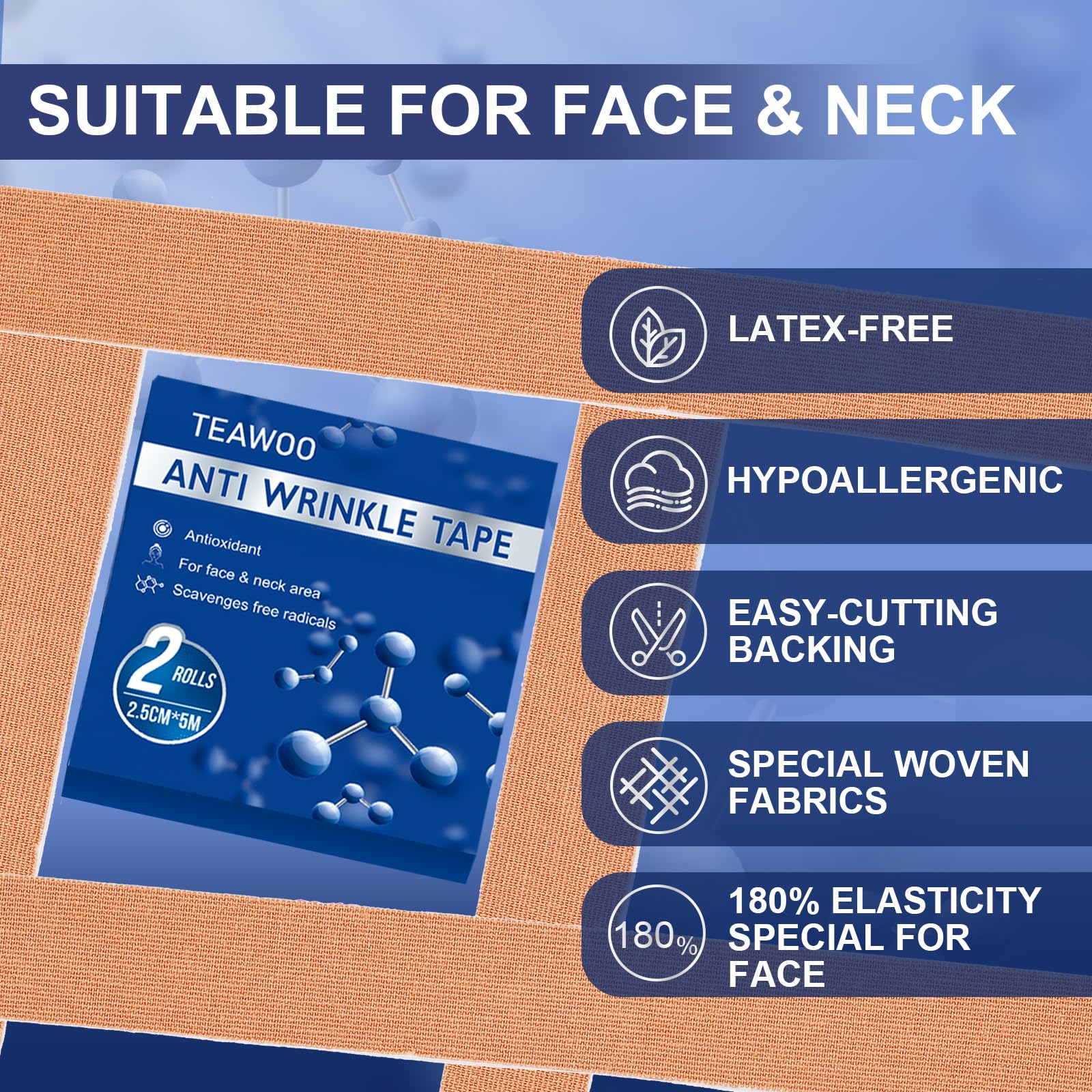 TEAWOO face tape smooths marionette lines with skin-friendly adhesion.