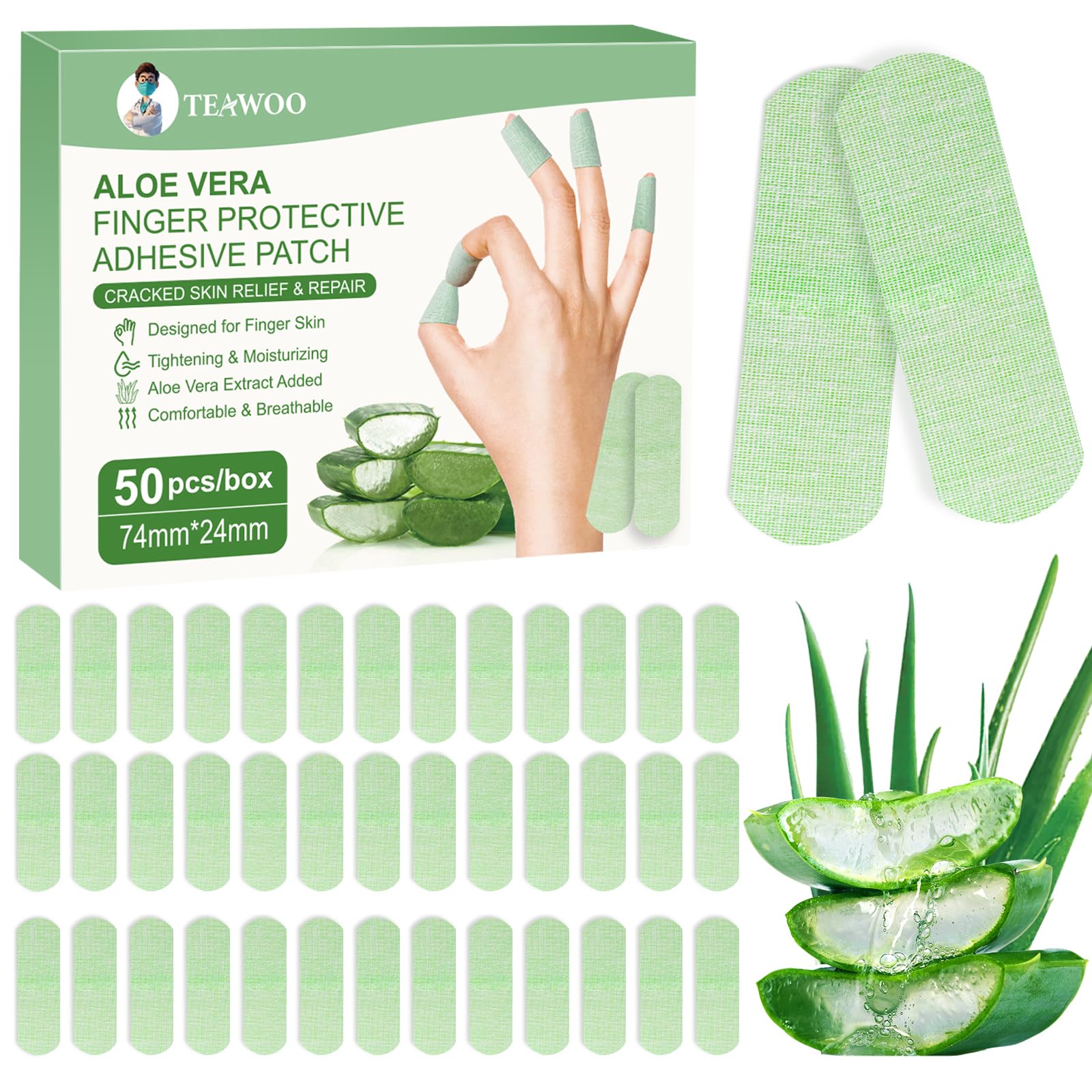 Parche TEAWOO para manos agrietadas con aloe vera, hidratación profunda para la piel