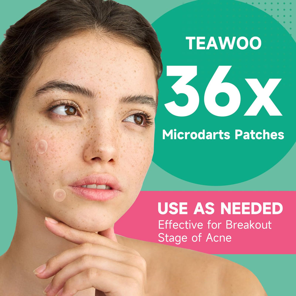 Parche TEAWOO microdart para uso facial en cara, barbilla y frente.