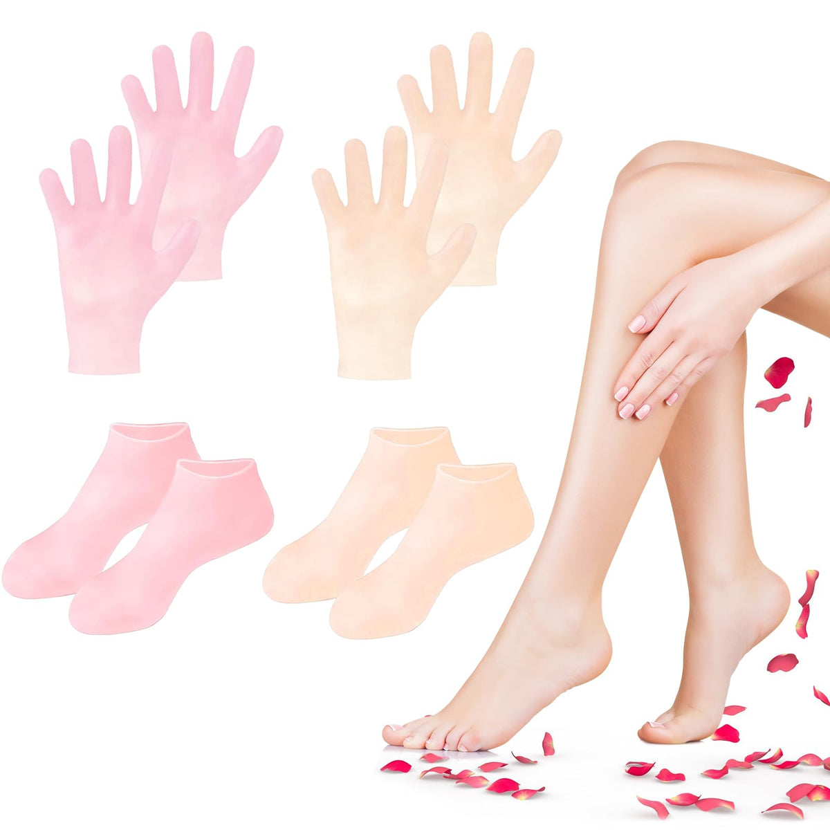 TEAWOO silicone socks pink pair for foot hydration and smoother skin