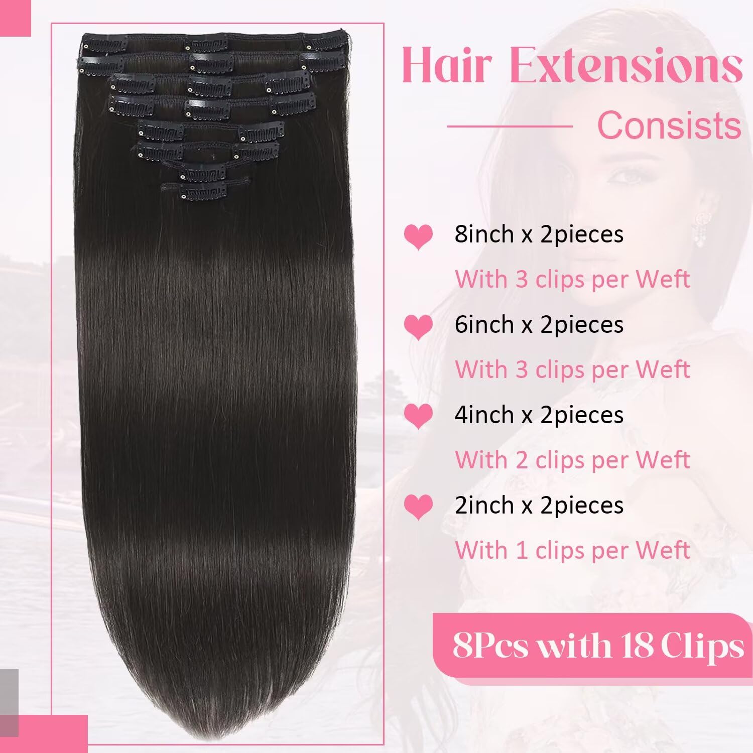 Tebelove double weft clip-in extensions designed for fuller, thicker looks