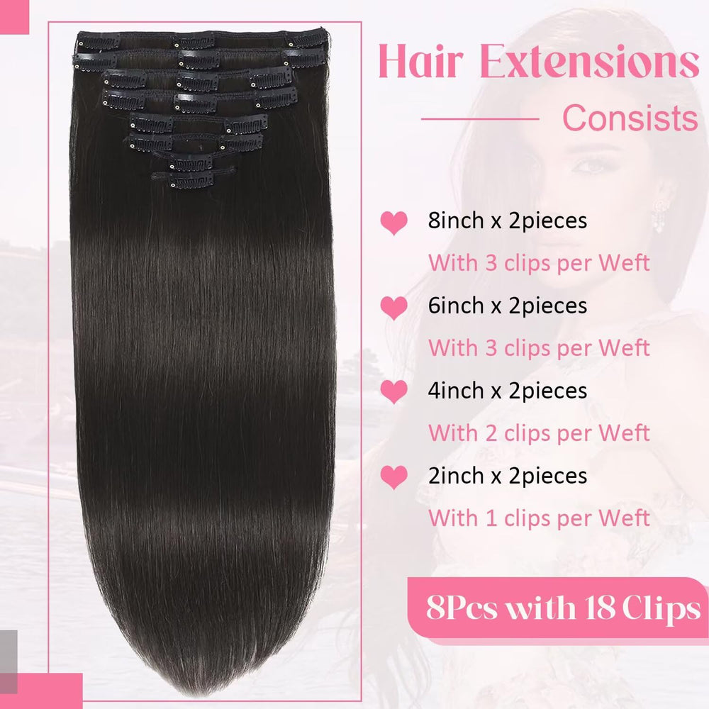 Tebelove double weft clip-in extensions designed for fuller, thicker looks