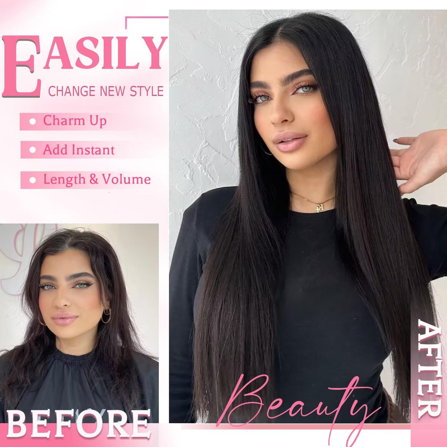 Tebelove real human hair Brazilian Remy clip-in for natural blend and styling versatility