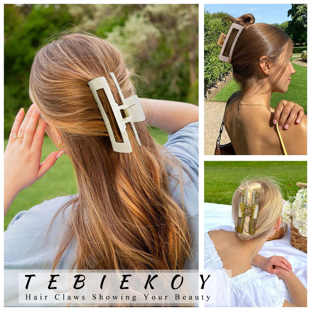 TEBIEKOY clip pelo grande marrón, sujeción estable para uso diario.