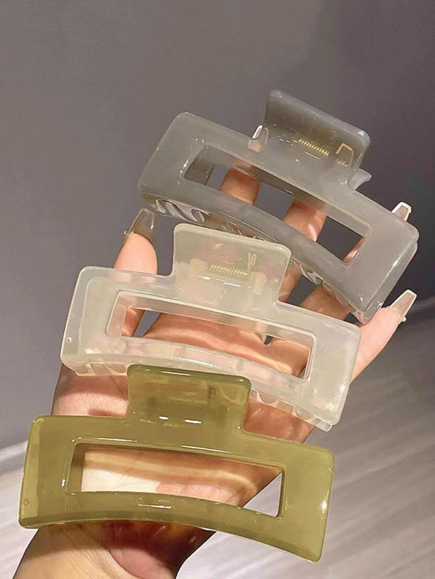TEBIEKOY clip pelo grande rectangular, sujeción firme para cabello grueso.