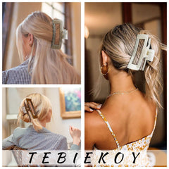 TEBIEKOY clip pelo grande verde oliva, estilo neutro para cualquier outfit.
