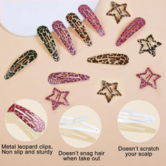 TEBIEKOY leopard-print hair barrettes with reusable pouch for daily styling