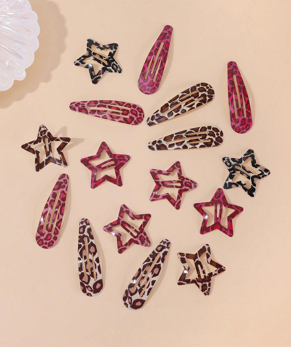 TEBIEKOY star leopard hair clip secures flyaways with a chic touch