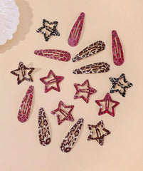 TEBIEKOY star leopard hair clip secures flyaways with a chic touch