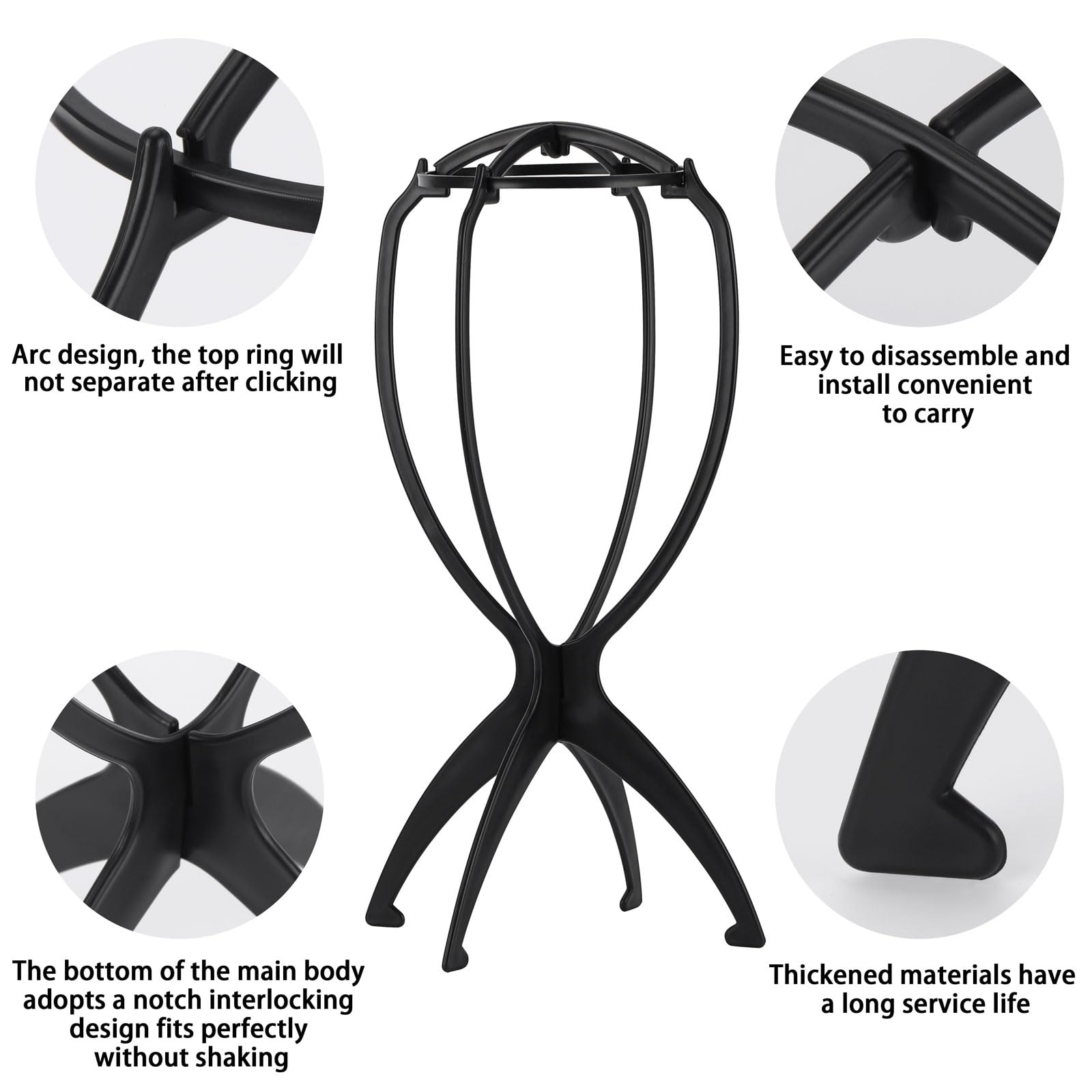 Tecbeauty wig stand easy-to-carry collapsible frame for travel.