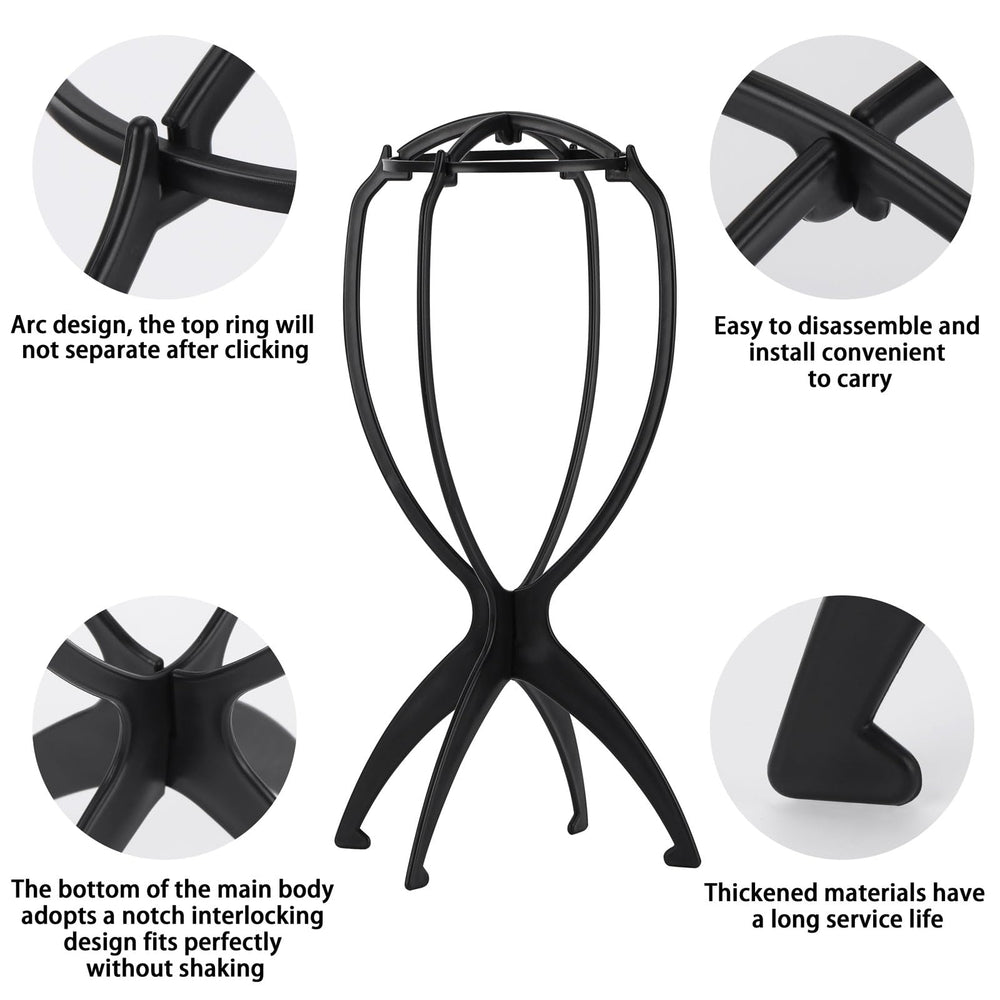 Tecbeauty wig stand easy-to-carry collapsible frame for travel.
