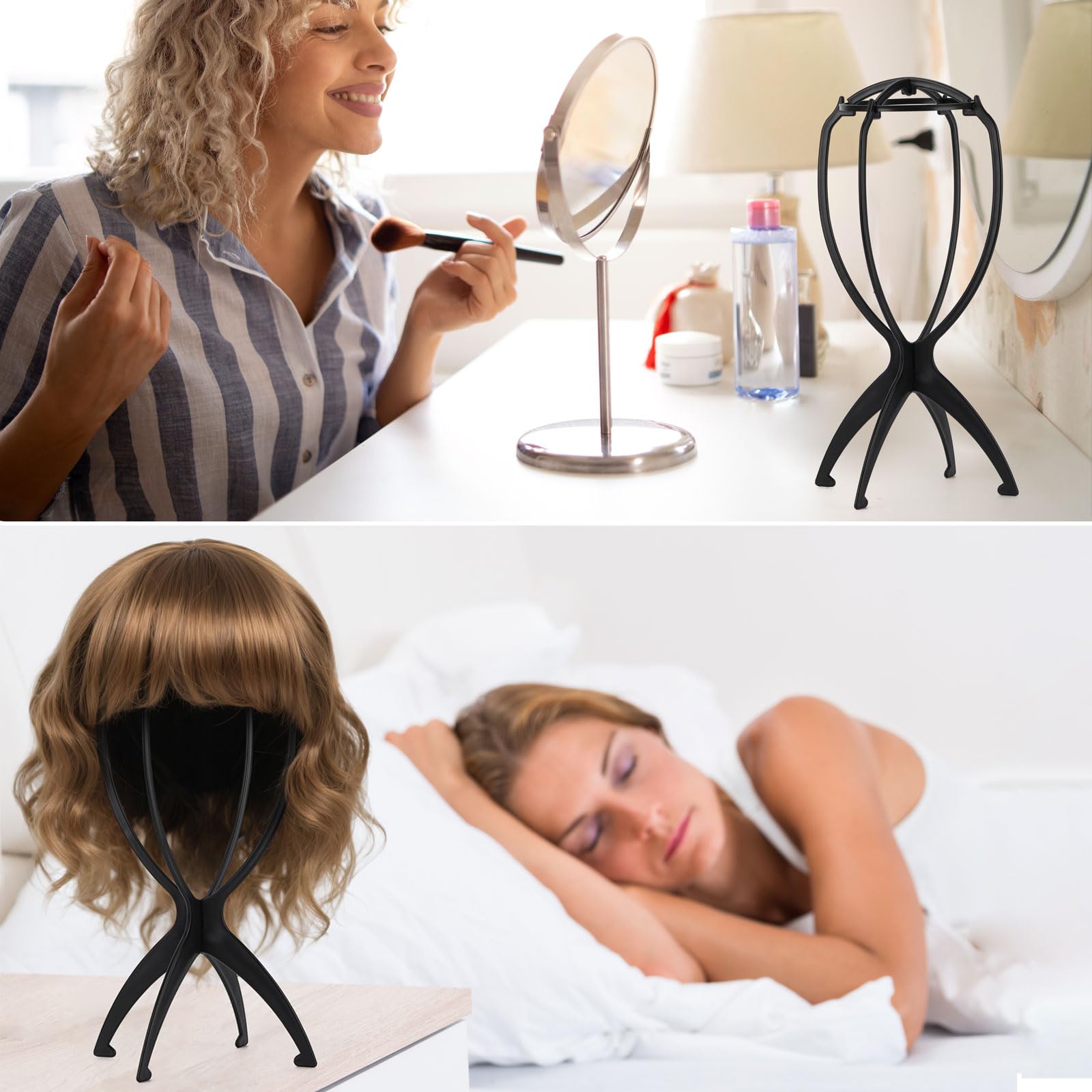 Tecbeauty wig stand 4.1-inch top diameter provides stable support.